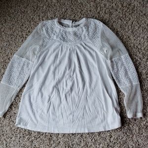 Girls white lace sleeve top size 8